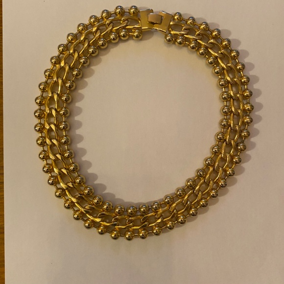 Gold Plated Ball & Chain Collar Necklace 16" - Picture 3 of 8